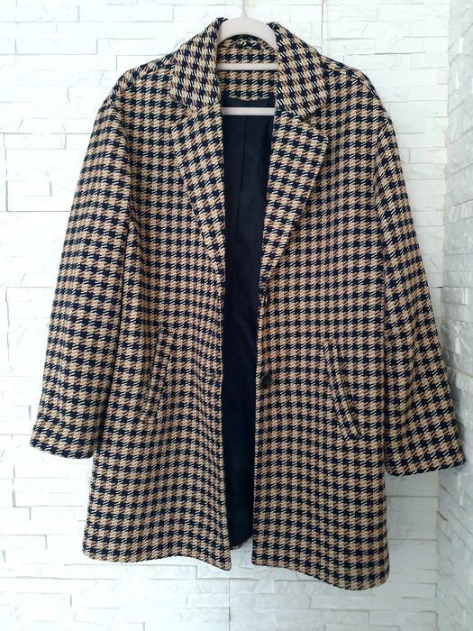 Płaszcz damski klasyczny brązowy w kratę