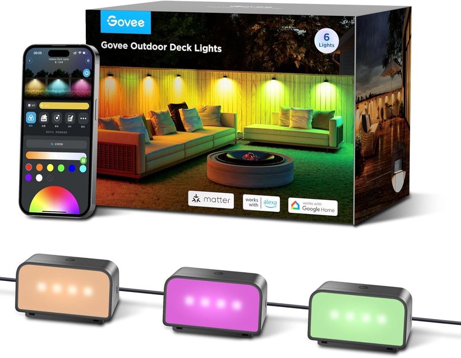 GOVEE Zewnętrzne Lampy RGBIC LED IP65 Smart Na Ogród i Schody 6 Sztuk