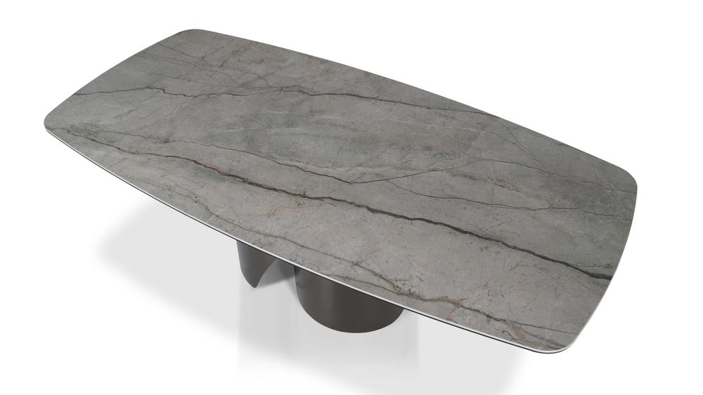 Designerski stół SEVEN spiek Silver Root Grey mat beczka premium