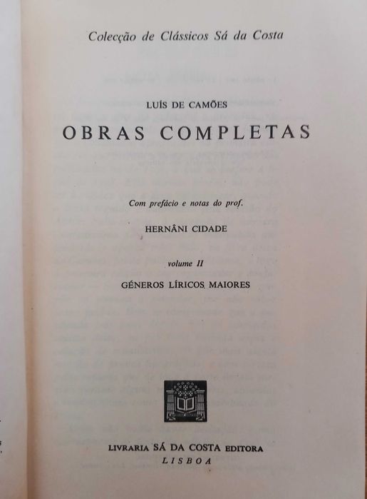 Obras Completas - Luís de Camões (Géneros Líricos Maiores)