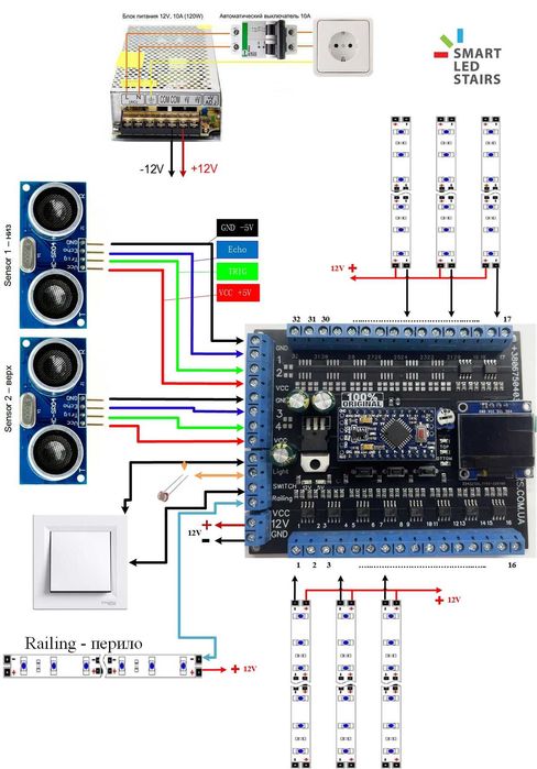 Автоматична підсвітка сходів / Smart Stairs White Pro