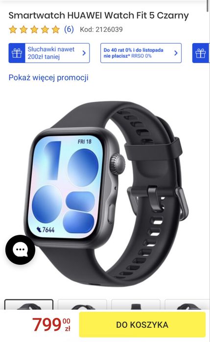 Huawei Watch Fit 5 czarny smartwatch
