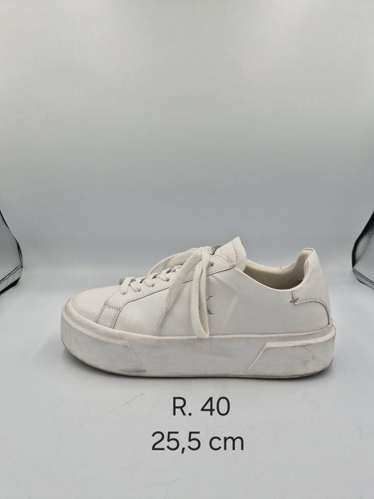 Sneakersy damskie białe na platformie Calvin Klein 40 skóra naturalna