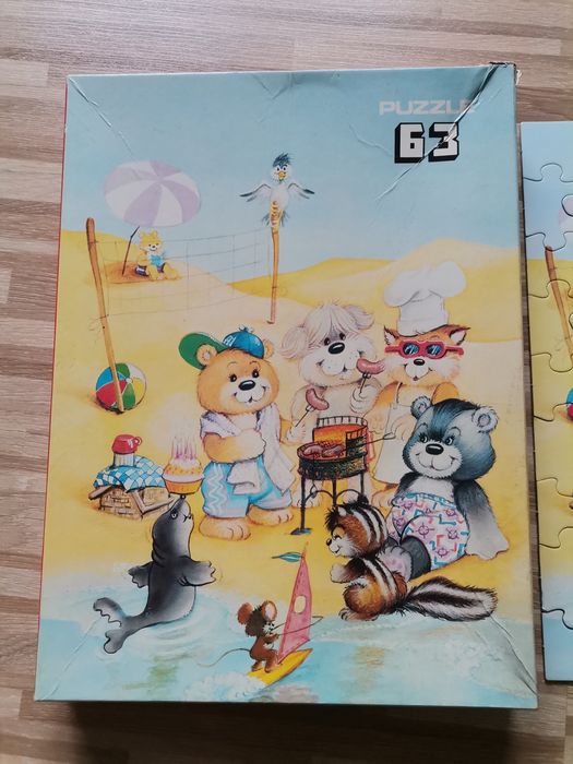 Puzzle misie, stare, 63 sztuki