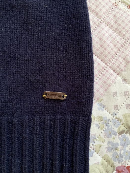Granatowy zimowy ciepły sweter gruby S 36 M 38 white stuff 80% wełna