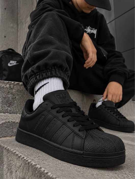 Адидас суперстар черные молодежные кросовки адидас adidas superstar black кросовки на осень адідас кросовки