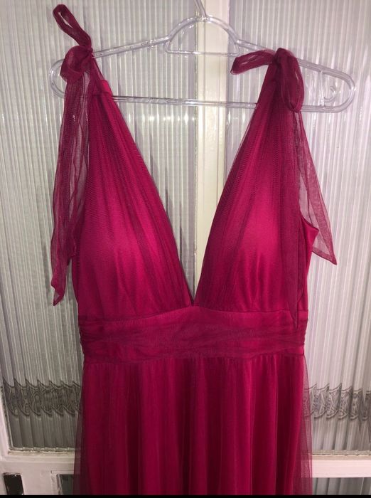 Vestido festa rosa em tule