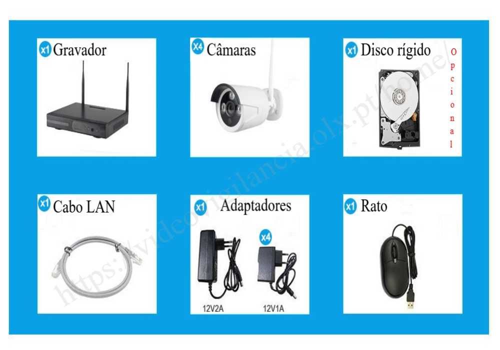 Conjunto 4 câmaras‼️WiFi‼️Ultra FullHD‼️3MP‼️CCTV‼️Com Visão Noturna