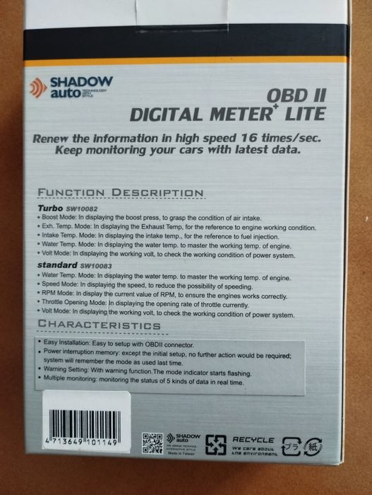 Medidor digital OBD2 Shadow