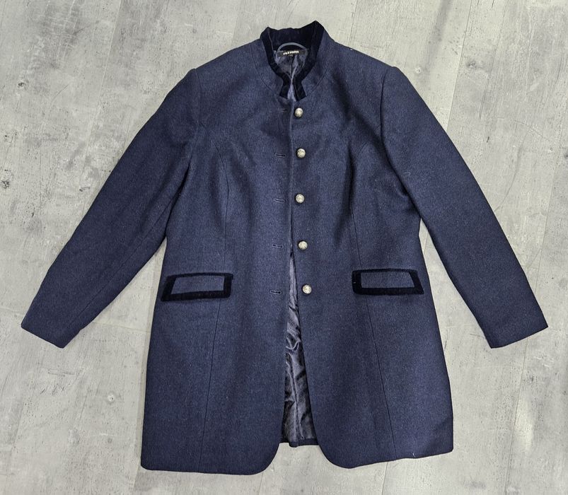 Granatowy wełniany płaszcz Coat L wełna