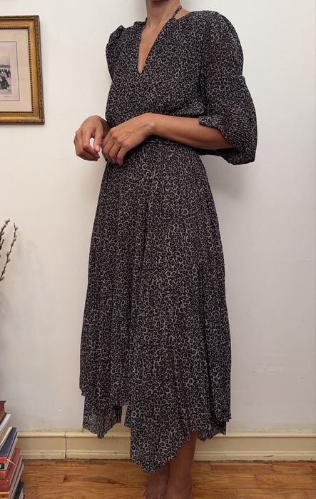Vestido Michael Michael Kors Savannah Pleated Leopard Print Dress