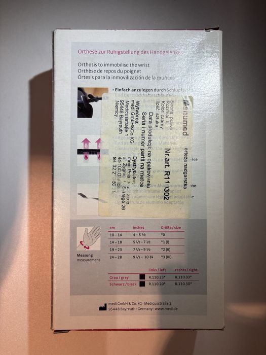 Orteza nadgarstka, prawa - Medi (Manumed)