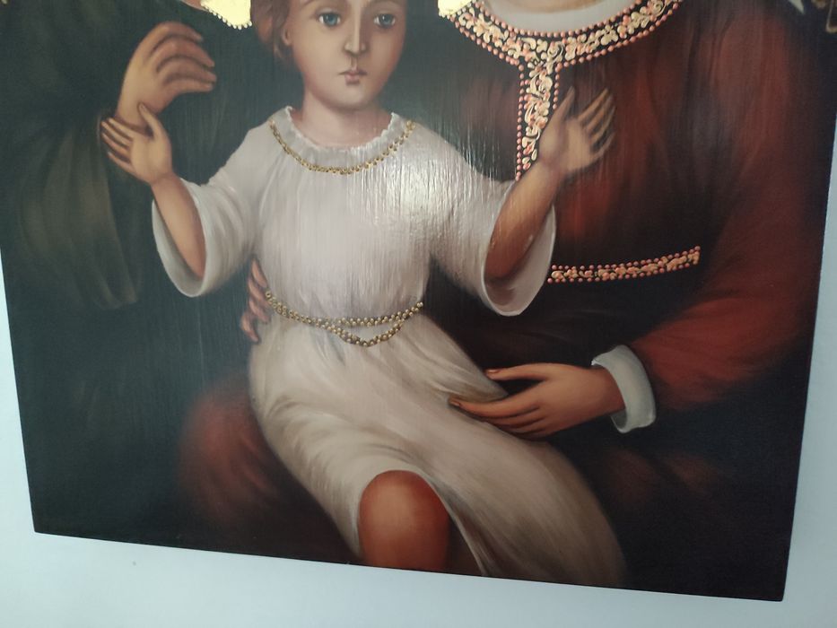 Piękna ikona przedstawiająca Świętą rodzinę