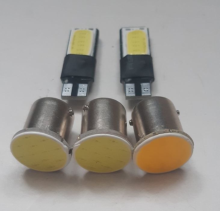 LED автолампы T10 и BA15S COB 12В комплект