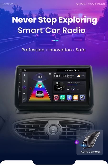 Rádio 9" Renault Clio 3 de2005-14 android CARPLAY WIFI GPS 2/32GB Novo