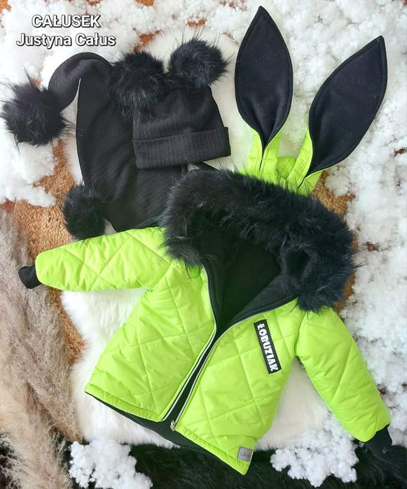 Parka chłopiec kurtka seledynowa zimowa CAŁUSEK 134-146