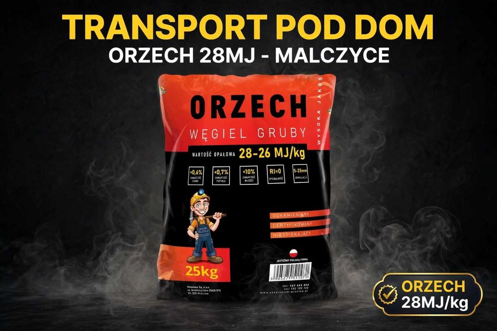 Węgiel orzech klasa 1 pakowany 25kg Wrocław Dolnysląsk Z WNOSEM!
