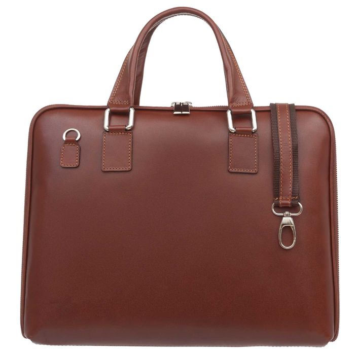 VERA PELLE torba skórzana teczka A4 na dokumenty laptopa V410 brązowa