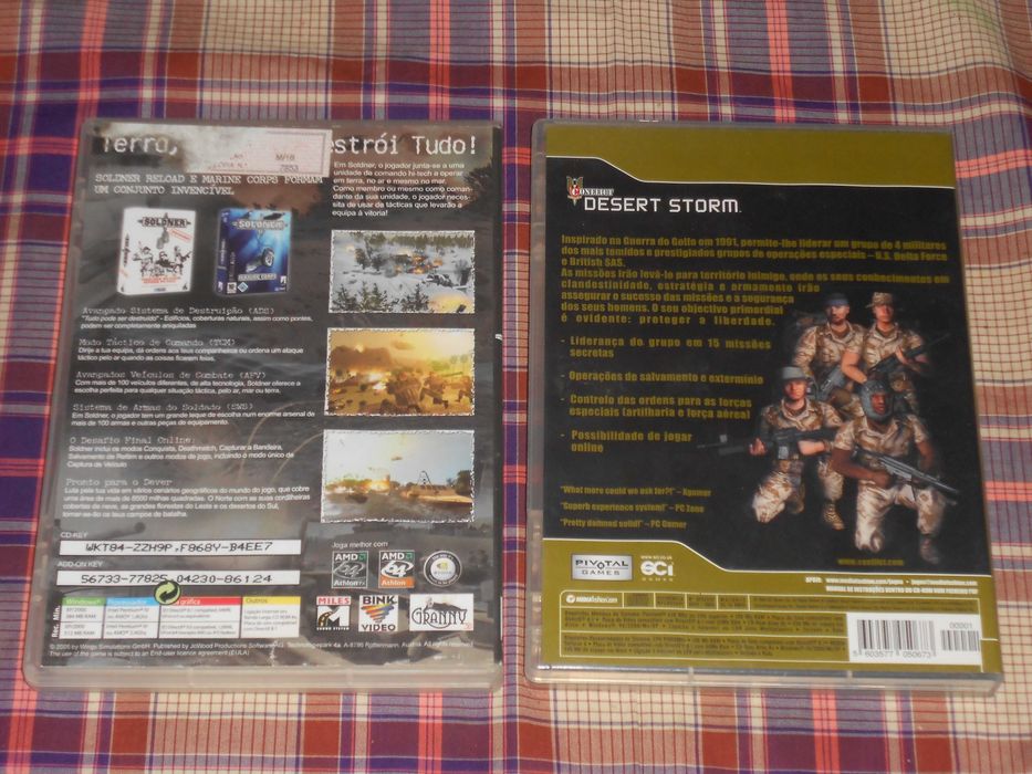 Dois jogos antigos PC CR-ROM Soldner Gold Edition e Desert Storm