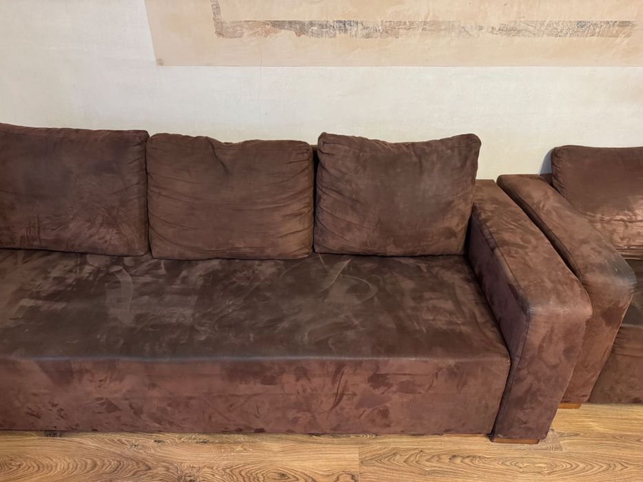 Kanapa brąz BRW (2sztuki) + fotel