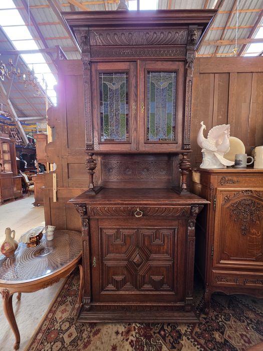 Kredens eklektyczny z witrażami wąski 102 cm #1681 Stylowy Węgrów