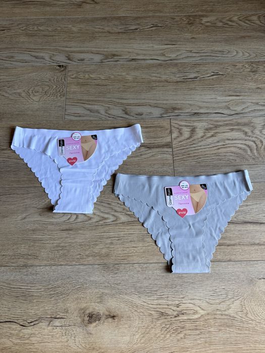 Nowe białe szare 2 pary majtek bezszwowych rozmiar L/XL Glaina Kalin