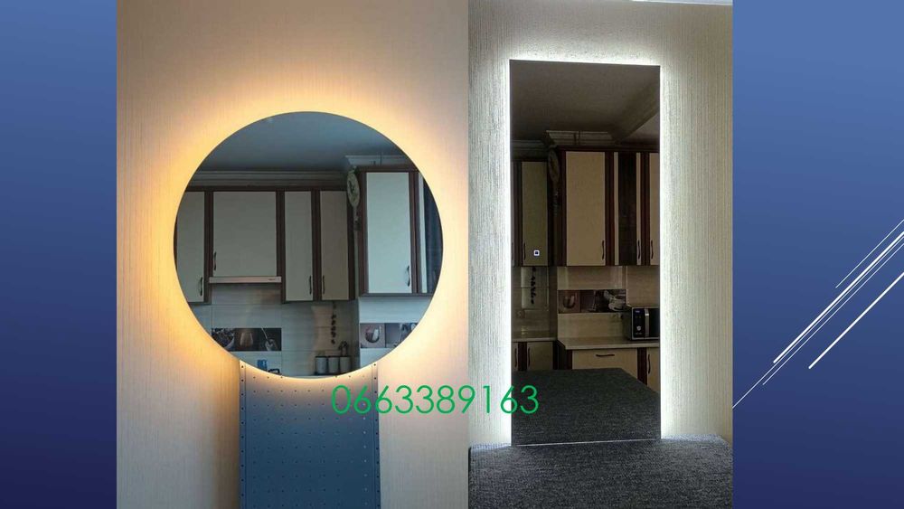 Дзеркало у ванну з led підсвіткою з поличкою  Зеркало с лед подсветкой