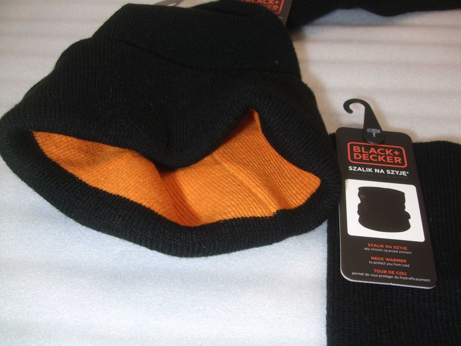 BLACK + DECKER FIRMOWY ZESTAW Zimowy. Czapka, Komin, Rękawiczki