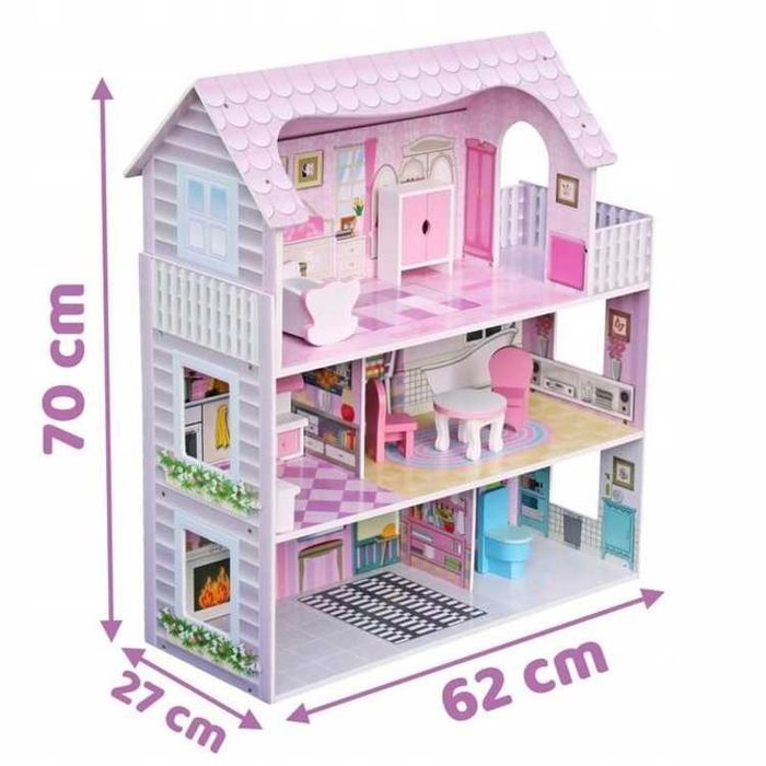 Domek dla lalek z meblami + lalki