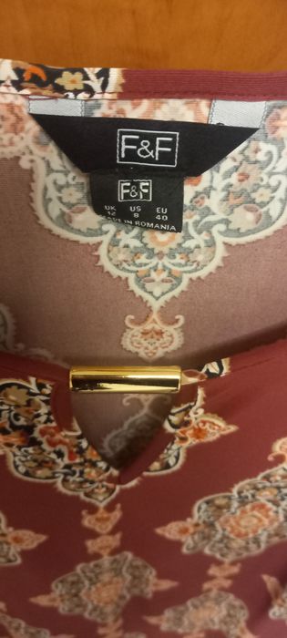 Sukienka wzorzysta rozm. L – elegancka, lekka, bordowa