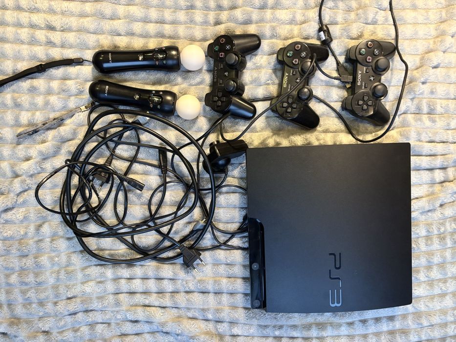 Mega Zestaw PS3 Slim | 3x Pad DualShock 3 + 2x PS Move + Kamera + Kable