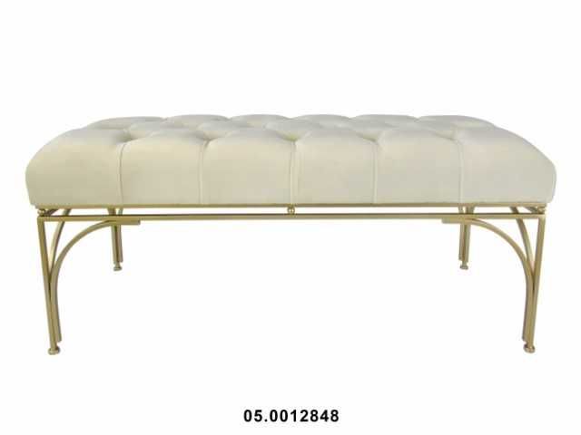 Banco Retangular Cor Creme Veludo 100X41X47 cm