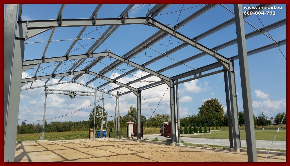 Konstrukcje stalowe. 10x20x4,5m. BHP KAD. Hale stalowe. Bartoszyce.