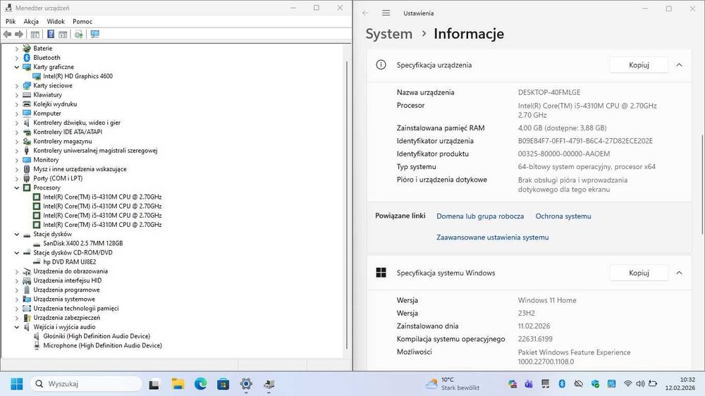 Laptop HP 650 G1 i5 SSD RS-232 Win11 gwarancja.