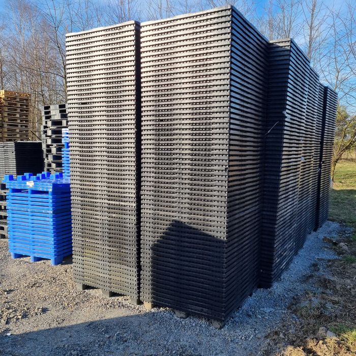 Palety plastikowe 120x100 cm, pełne, 9 stopek paleta