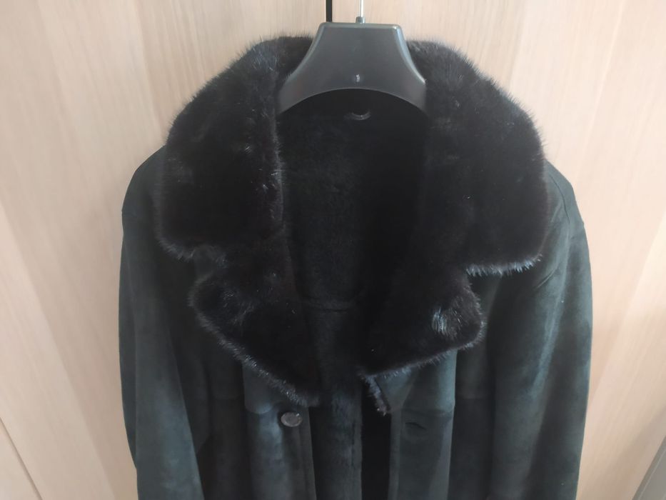 Kożuch / płaszcz męski prawdziwa skóra, futro norki