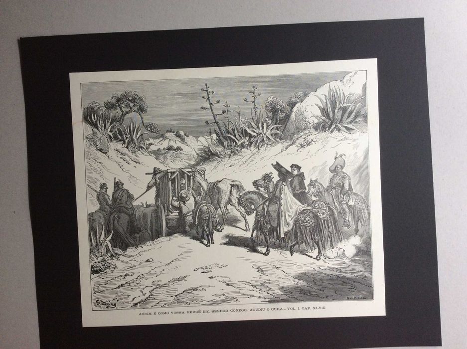 O Engenhoso Fidalgo D. Quixote de La Mancha. Gravura do século XIX