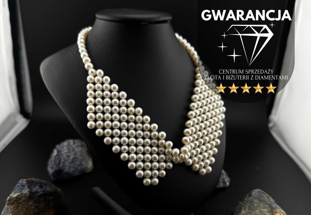 Naszyjnik z pereł APART Kołnierzyk Białe Perły Srebro 925 JAK NOWY