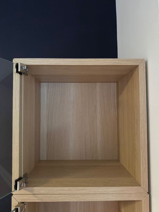 IKEA EKET Armário parede c/porta vidro, ef carvalho c/velatura branca
