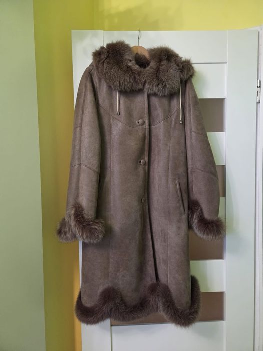 Damski kożuch z owczej skóry - jak nowy, jakość premium