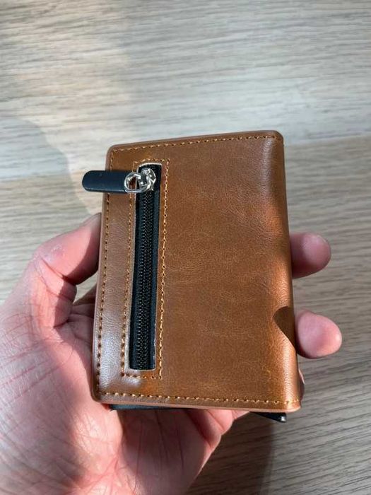 Nova carteira RFID (proteção contactless) - Porta moedas - Castanha