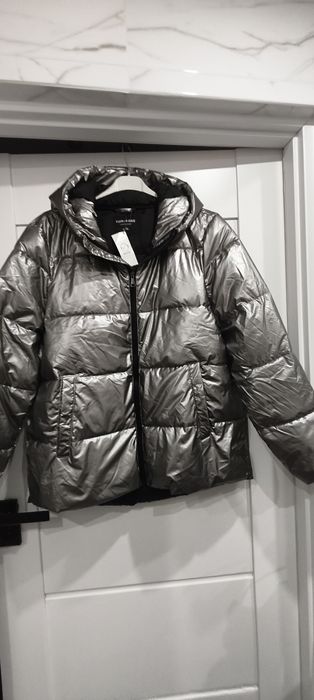 Srebrna kurtka z kapturem,rozm.L/XL