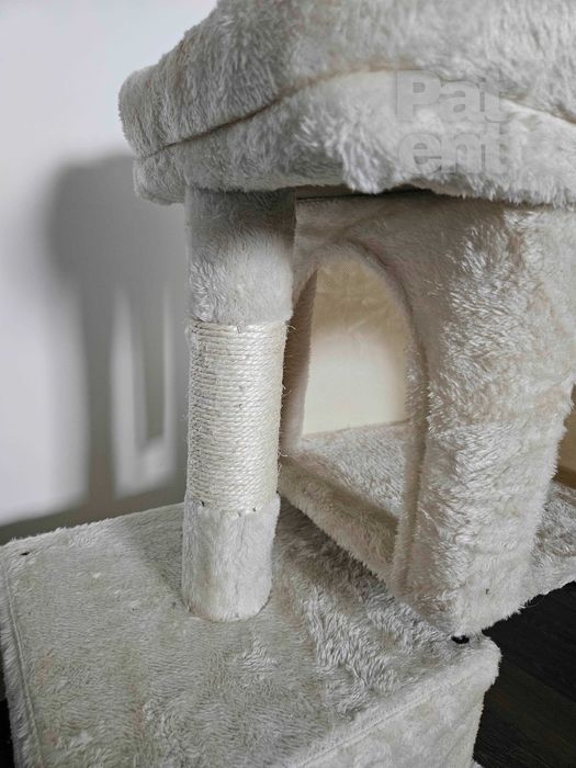 Drapak dla kota kompaktowy 67 cm beżowy domek słupek legowisko