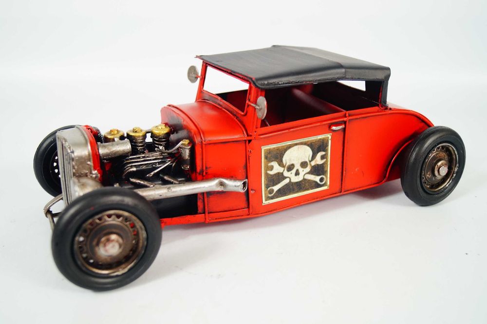 Metalowy pojazd - samochód retro -wyścigowy model rekwizyt