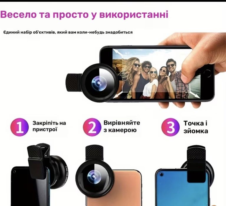 Продам макролінзу для телефону 0.45Х
