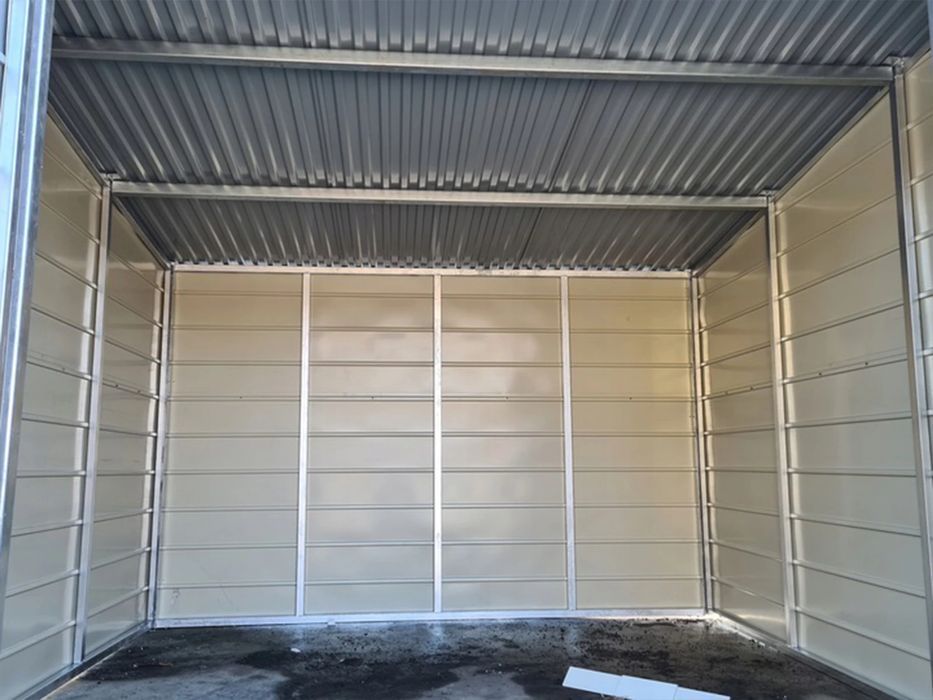 Garaż blaszany 3x3 m - Dach jednospadowy, Brama dwuskrzydłowa, Grafit