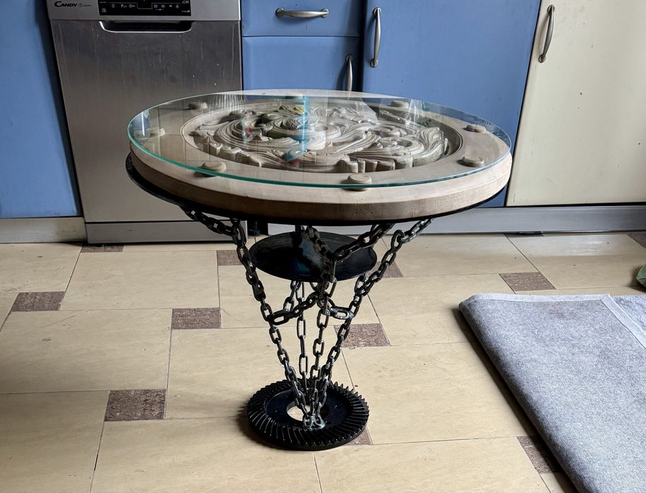 Stół okrągły loft stare drewno