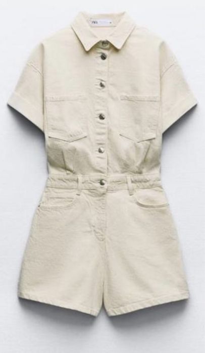 Джинсовый комбинезон бежевый Zara