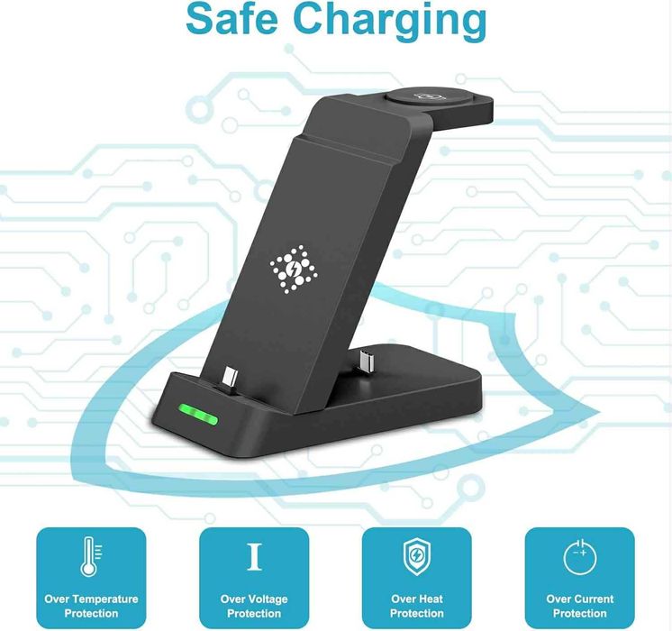 Stacja ładowania bezprzewodowego 3 w 1.