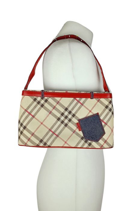 Burberry Torebka Damska Plaid Denim Czerwona